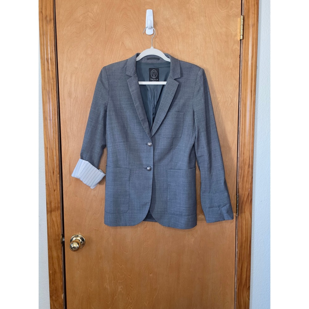 Aritzia Talula Blazer Women Size 6 Grey Two Button Wool Blend Professional